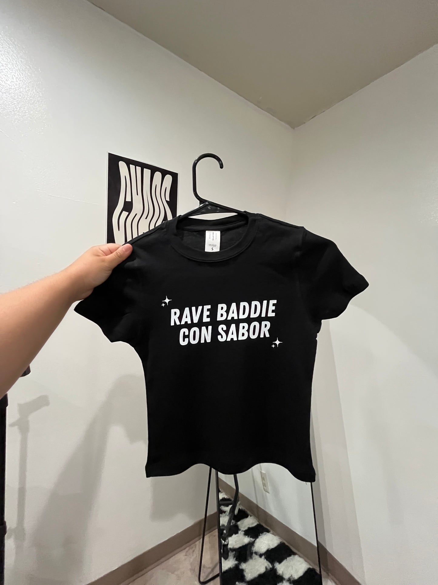 “Rave Baddie Con Sabor” baby tee(front design only)