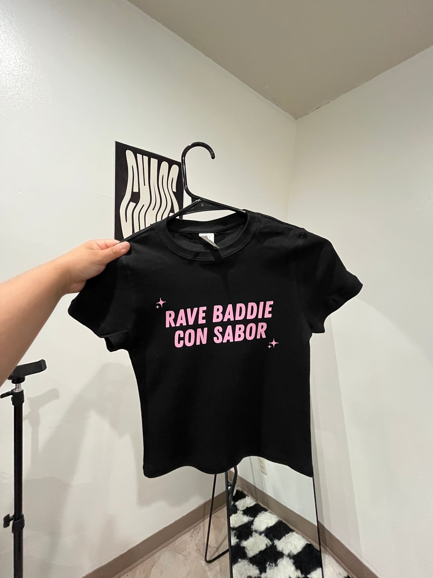 “Rave Baddie Con Sabor” baby tee(front design only)