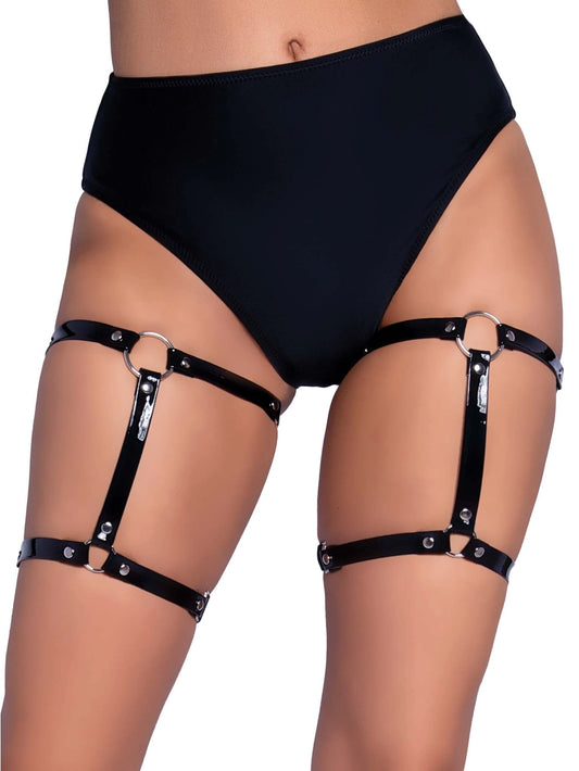 Dual Strap Studded Thigh High Garters