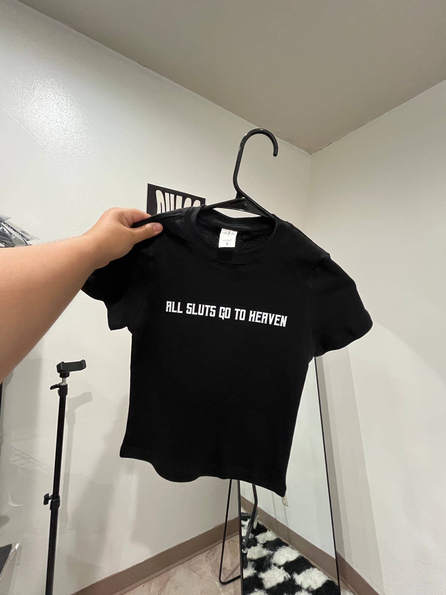 "All Sluts Go To Heaven" Baby Tee (Front design)